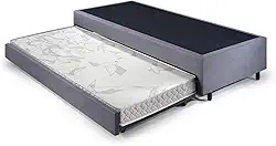 Bicama Solteiro King 96x203x28cm Suede e Colchão Auxiliar D23 78x188x12cm Ecoline Cinza