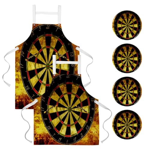 Tabliers de cuisine anti-taches lot de 2 pour serveur et barman motif fléchettes