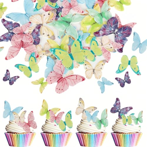 NJCXOLA 40 pezzi Farfalle commestibili, decorazioni torta compleanno, farfalle decorative