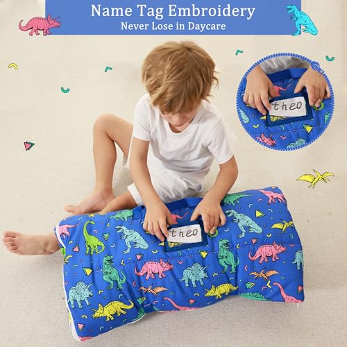 Image of Toddler Nap Mat for Preschool 50''x30'' Sleeping Mat with Removable Pillow and Minky Blanket for Kids Ages 3-7 Roll Up Soft Sleeping Bag for Boys Girls Kindergarten Daycare Sleepover