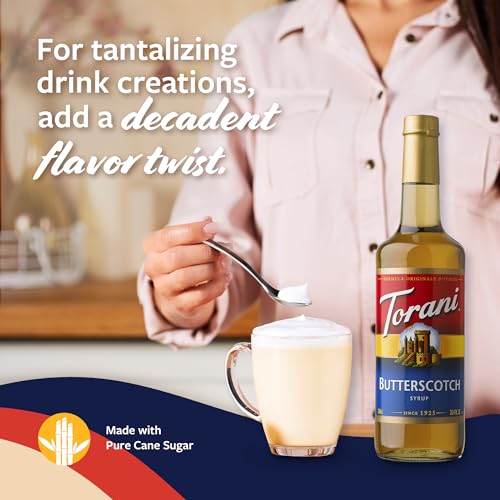 Image of Torani Coffee Syrup, Butterscotch Flavoring for Drinks, Glass Bottle with Pump Included, 25.4 Fl Oz