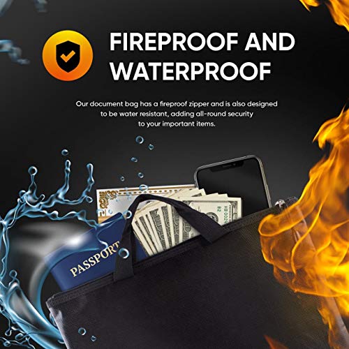 Wilstock Fireproof Document Bag - 13"X 9.4" - Freproof Waterproof Bag With Zipper, Money Bag, Safe Storage Pouch, Fire Safe Document Holder, Easy To Carry In An Emergency #TOP1