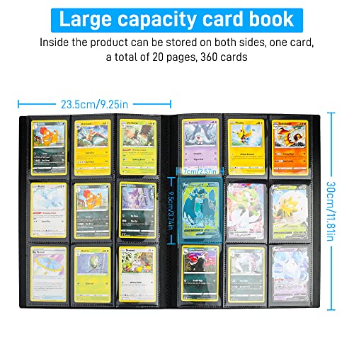 Upgraded Trading Card Binder For Pokemon & Baseball & Football & Basketball, Fanpl 9 Pocket/20 Card Sleeves Binder Sheets/360 Side Loading Binder For Game & Sport Photo Cards (Black) #TOP2