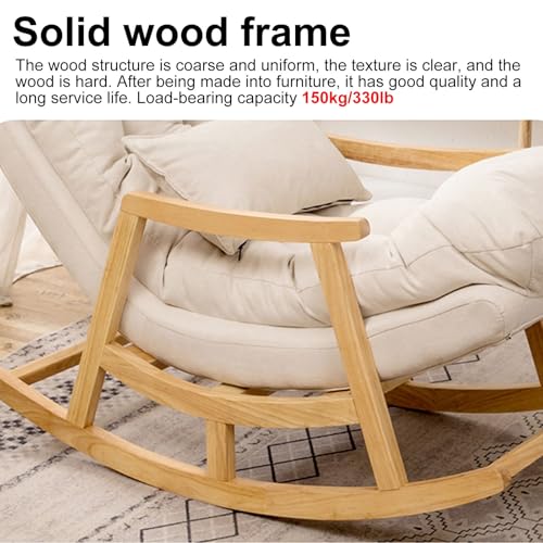 Modern Rocking Chair with Foot Rest, Perfect for Living Room - Solid Hardwood Base, Cozy arm Chair Lounger for Bedroom or Nursery