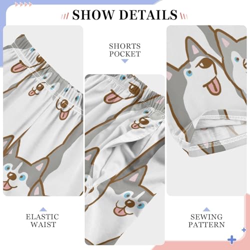 Boys' Pants Cartoon Dog Husky Long Bottoms Jogger Pants Elastic Waist Trousers with Pockets S-XL4