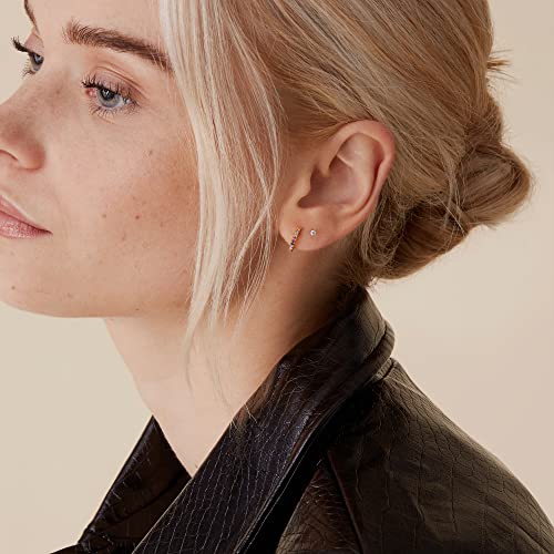 PAVOI 14K Gold Plated Sterling Silver Post Huggies | Cubic Zirconia Huggie Earrings for Women | Green, Garnet, Spinel Blue, Black, Multicolored Stones4