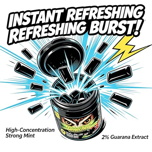 Benechew 4-Pack Sugar Free Gum with 35% Xylitol Guarana Extract Extra Strong Mint, 75 Pieces per Bottle with Wrapping Paper Natural Energy Boost for Work, Study, Driving Sports - image 3