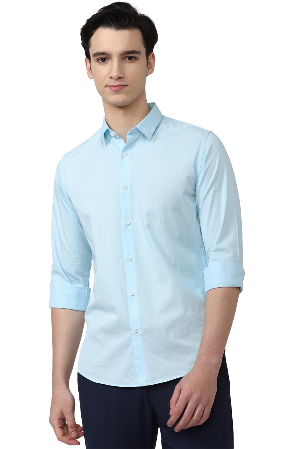 Peter EnglandMen's Slim Fit 100% Cotton Shirt, Medium Blue1, 40