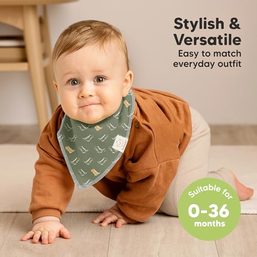 Image of 8pk Organic Baby Bandana Bibs for Drooling and Teething (Mesozoic)