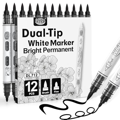 Image of Guangna Dual Tip Black Acrylic Paint Markers, Black Acrylic Paint Pens for Christmas Art, Fabric, Rock Painting, Wood, Glass, Ceramic, Canvas, Stone, DIY Crafts