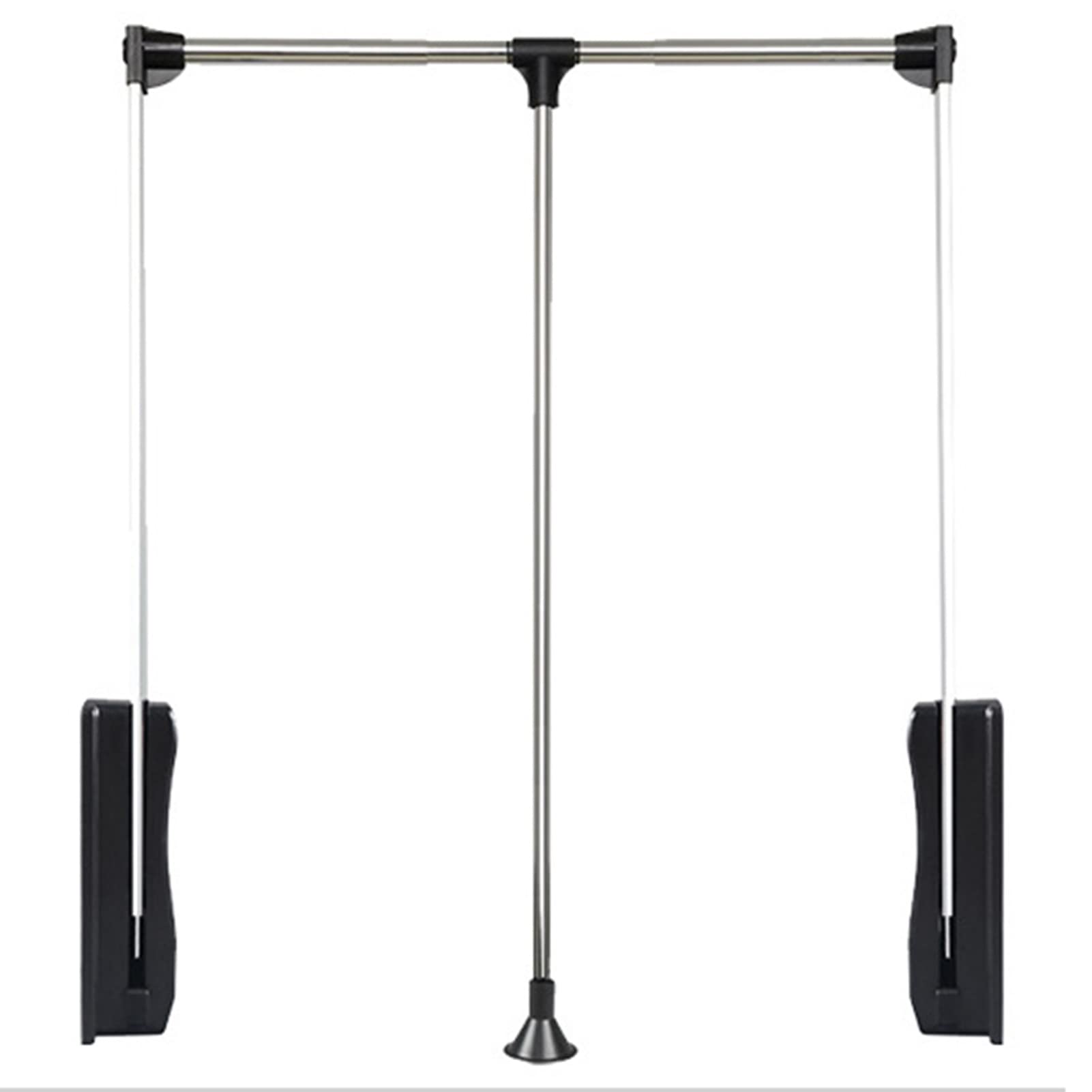 GTHTUHFD Heavy Duty Adjustable Pull Down Closet Rod, Extendable Wardrobe Rail Lift Aluminium Retractable Clothing Rod Cabinet Rail Lifter Hanger For Bedroom Wardrobe Black-830to1150mm