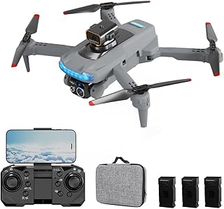 Moniss Mini drone de controle remoto com câmera dupla Quadcopter sem cabeça dobrável com função de prevenção de obstáculos Fotografia por gestos com bolsa de zenamento 3 baterias