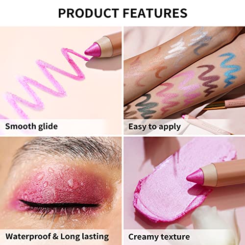 Oulac Black Eyeshadow Pencil - Waterproof Eye Shadow Stick Smooth And Long Lasting, Shimmering Glitter Finish, Blendable Eyes Makeup, Vegan & Cruelty-Free 3.8G, (06) Text Me Black #TOP3