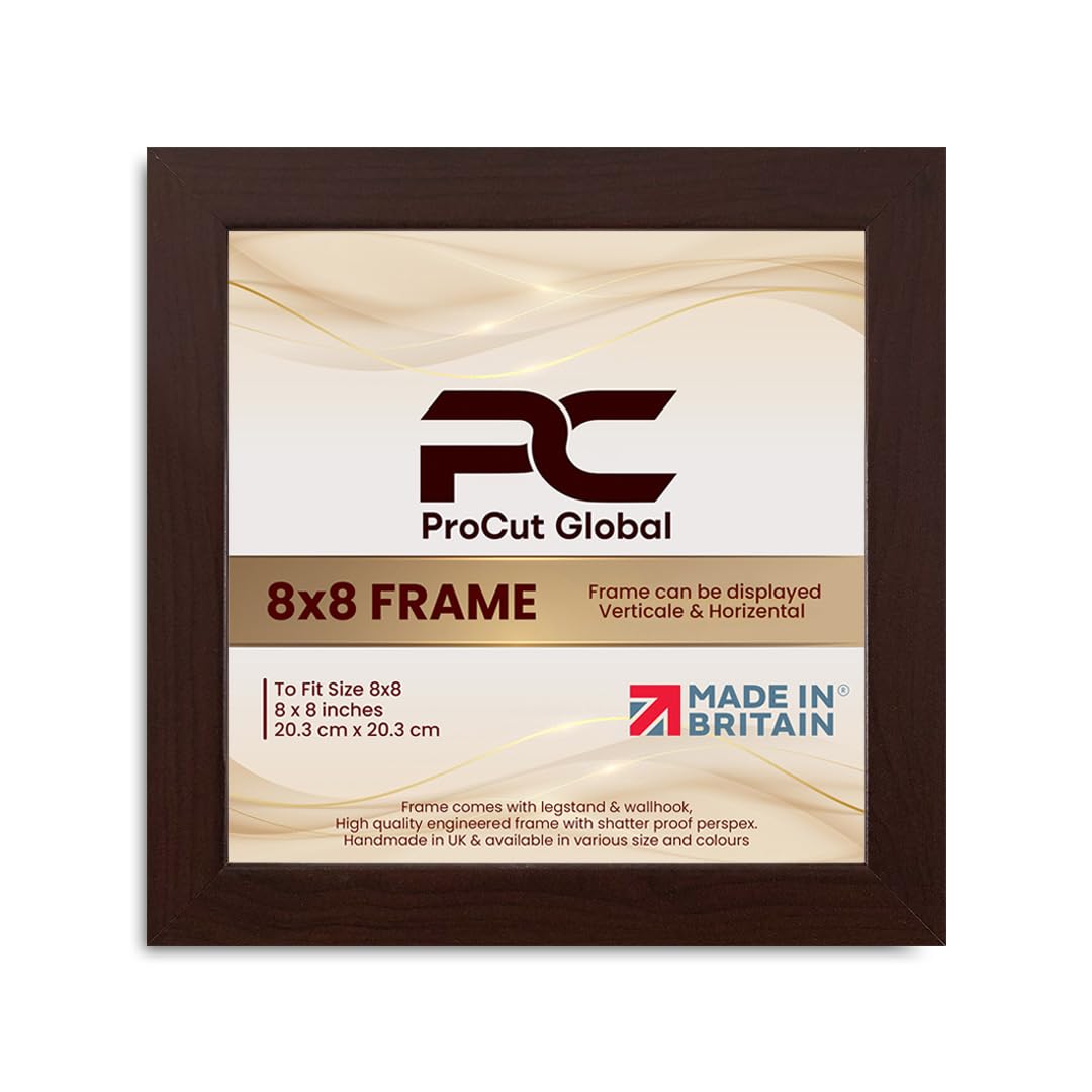 Procut Global 8X8 Rose Wood Picture Frames - Modern Wooden Photo Frame with Shatterproof Perspex for Wall or Tabletop - Perfect for Posters, Certificates, Prints - Sizes & Colors Available
