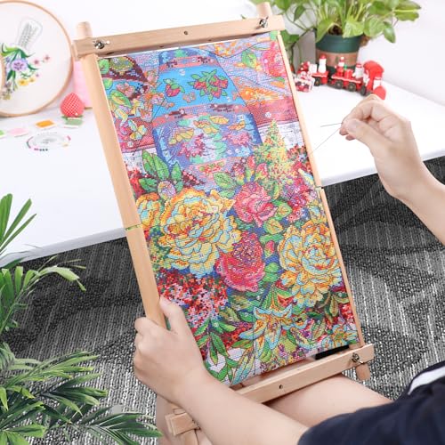 Image of Embroidery Tapestry Scroll Frame, Detachable Cross Stitch Frame, Scroll Embroidery&Quilting Holder for Cross Stitch, Needlepoint, and Sewing Projects (21.45inch*11.8inch)