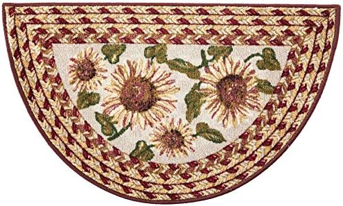 Brumlow MILLS Sunflower Braid Printed Pattern Rustic Floral Area Rug for Kitchen, Entryway, Bathroom Mat and Home Décor, 19" x 31", Sunset