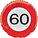 Produktbild Folienballon * Zahl 60 als Verkehrsschild * zum Geburtstag // Folien Ballon Party Helium Deko Ballongas Motto 60 sechzig Jahre Glückwunsch