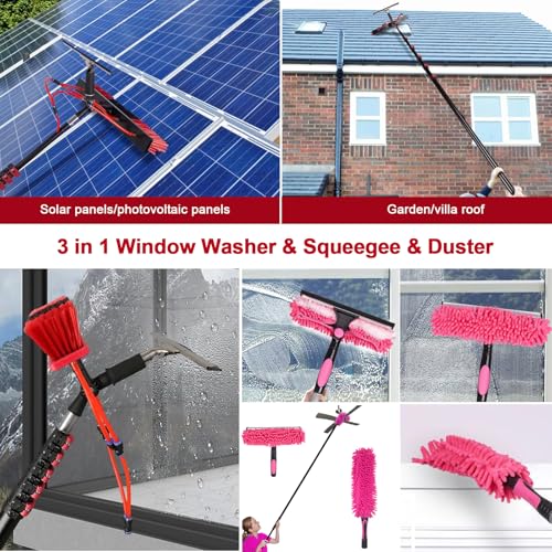 Teleskop-Dachabzieher 3,6 x 10,8 MB Bürste für Solarpaneele & Reinigungsset mit Seifenspender, ideal für LKWs, Boote und Busse