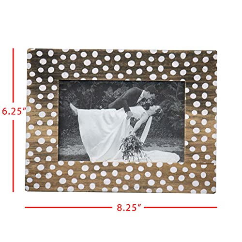 Foreside Home & Garden White Polka Dot Pattern 4X6 Inch Wood Decorative Picture Frame #TOP2