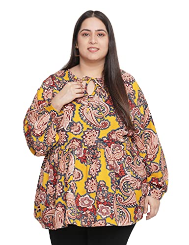 Image of oxolloxo Muffin Blue Floral Print Stylish Plus Size Women top
