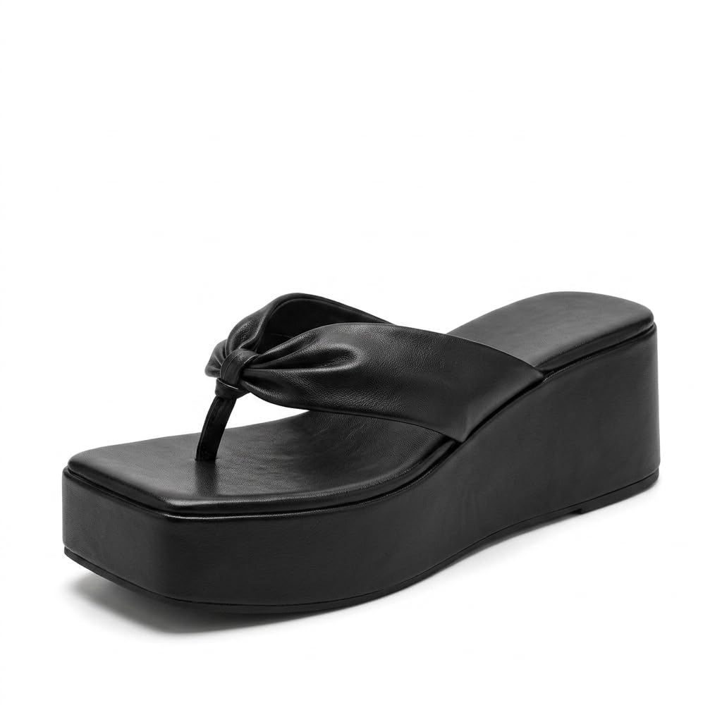 Uunda Fashion Women's Wedge Heel Sandals | Faux Leather Thong Slip-On Platform Sandals | Comfortable Cushioned Casual Party Use WD-5129-WD-5130-WD-5131-WD-5163-V3-image-8