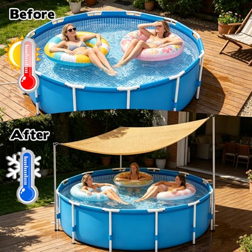 FMOACEN Set Sombrilla Triangular para Piscina de 13x13x13 FT miniatura 6