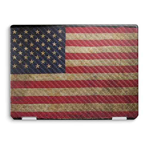 Image of MightySkins Carbon Fiber Skin Compatible with HP Spectre x360 14 inch (2022) Full Wrap Kit - Vintage Flag | Protective, Durable Textured Carbon Fiber Finish | Easy to Apply | Made in The USA