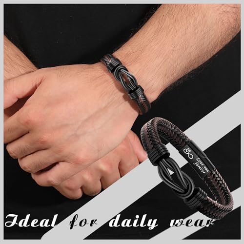 Inspirational Gifts for Men Morse Code Bracelets Mens Bracelets Graduation Gifts for Him Fathers Day Adjustable Leather Bracelet Motivational Birthday Annivesary Jewelry Stocking Stuffers for Men