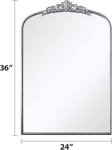 Miniatura 5 de Micasso Arendahl - Espejo de arco tradicional, 36 x 24 pulgadas, espejo arqueado de estilo francés plateado para encimera, entrada, chimenea y sala