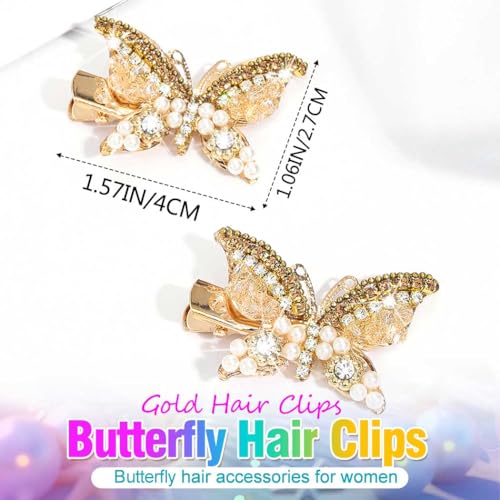 Pinzas para cabello en forma de mariposa dorada pack 2 miniatura 2