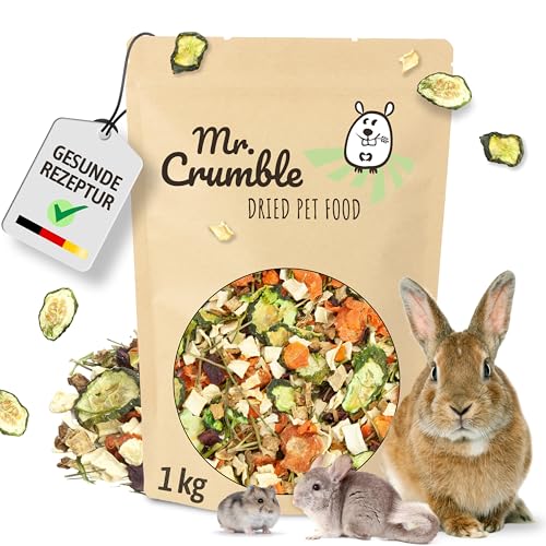 Mr. Crumble Gemüsegarten – Getrocknetes Gemüse mit Kräutern für Kaninchen, Meerschweinchen & Nager – 100 % natürliches Ergänzungsfutter – Ohne Zusätze – Gemüse-Mix 1 kg