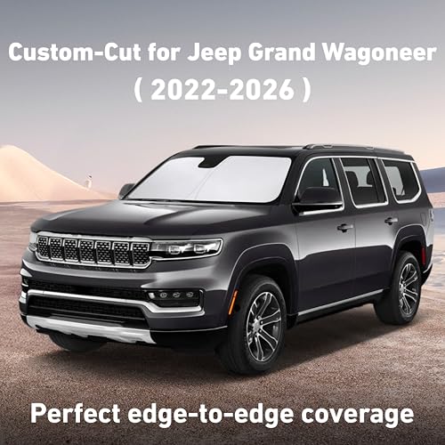 Image of EcoNour Windshield Sunshade Compatible for Jeep GrandWagoneer 2022-2024 2025 2026, Sun Visor for Front Windshield & Window Sun Shade Cover, UV Heat Blocker & Protector, Car Accessories