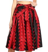 Sakkas AMA Women's Vintage Circle African Ankara Print Midi Skirt with Pockets