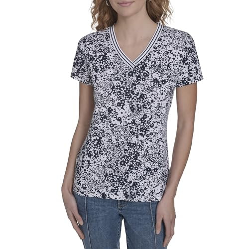 Image of Nautica Women's Solid V-Neck Short Sleeve T-Shirt Shirt