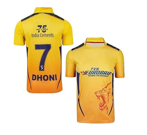 Dhoni 7 CSK Cricket Team Official Jersey Tshirt 2023/2024 (Boys,Kids,Men) For Rs. 159 @ 82 % Dhoni 7 CSK Cricket Team Official Jersey Tshirt 2023/2024 (Boys,Kids,Men) For Rs. 159 @ 82 %