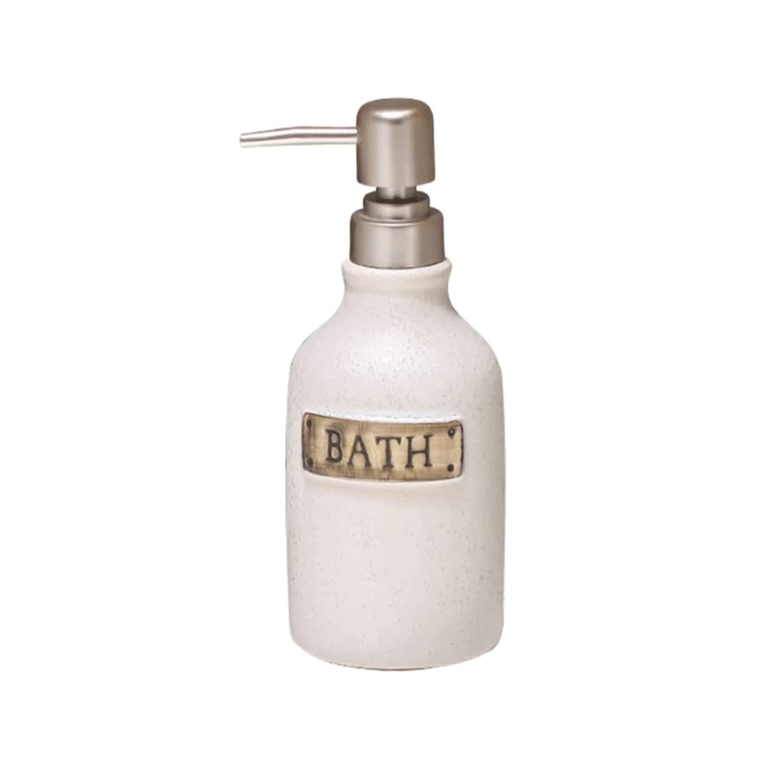 WDSOPK Bathroom accessories Ceramic Soap Dispenser Refillable Lotion Lotion Bottle for Countertop Restrooms Stainless Steel Soap Pumps Home & Kitchen (White)