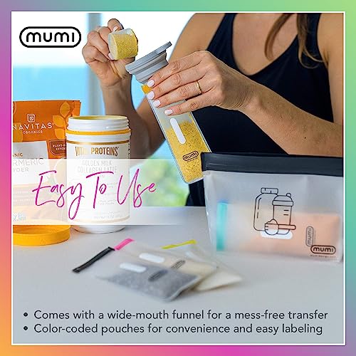 Mumi SDK001 Single Dose Kit - 7Pc (2.36 Inch X 6.14") Single Dose Reusable Powder Supplement Packets - 8 Inch X 5 Inch Powder Travel Containers Zip Up Bags thumb #4
