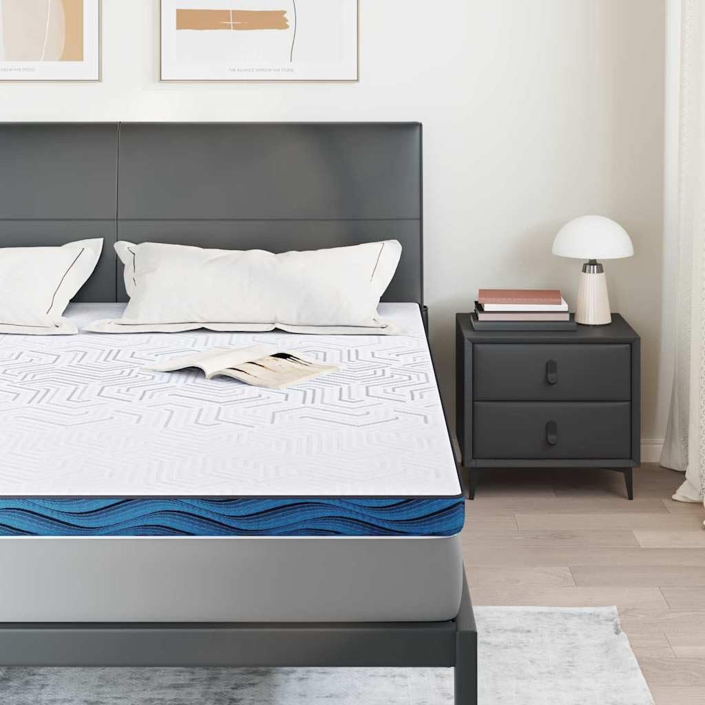 Cubrecolchón blanco 180 x 200 cm, tejido jacquard, espuma de memoria de poliuretano de alta densidad, confort mejorado para cama, ideal para parejas