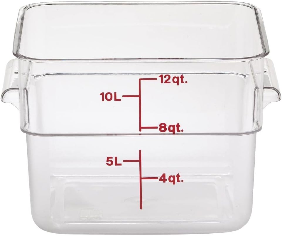 Camwear 12SFSCW135 Polycarbonate Square Food Storage Container, 12 Quart, 6 Pack