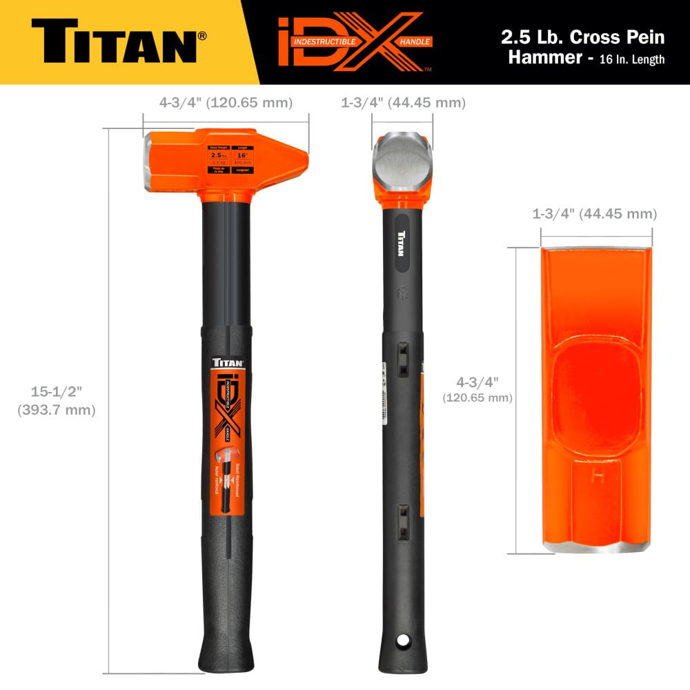 Titan iDX 63620 - Martello a croce indistruttibile, 1,1 kg, manico da 40,6 cm