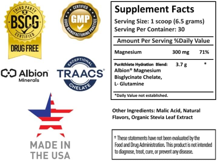 Miniatura 5 de Regenerate+ - Polvo de hidratación con bisglicinato de magnesio y glutamina, mezcla de bebidas electrolíticas con minerales TRAACS biodisponibles en