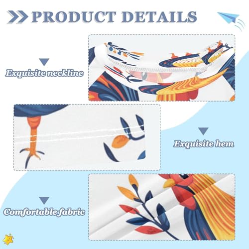 Boys Short Sleeve T-Shirts Rooster White Chicken Rashguard Kids Swim Shirts Sun UPF 50+3