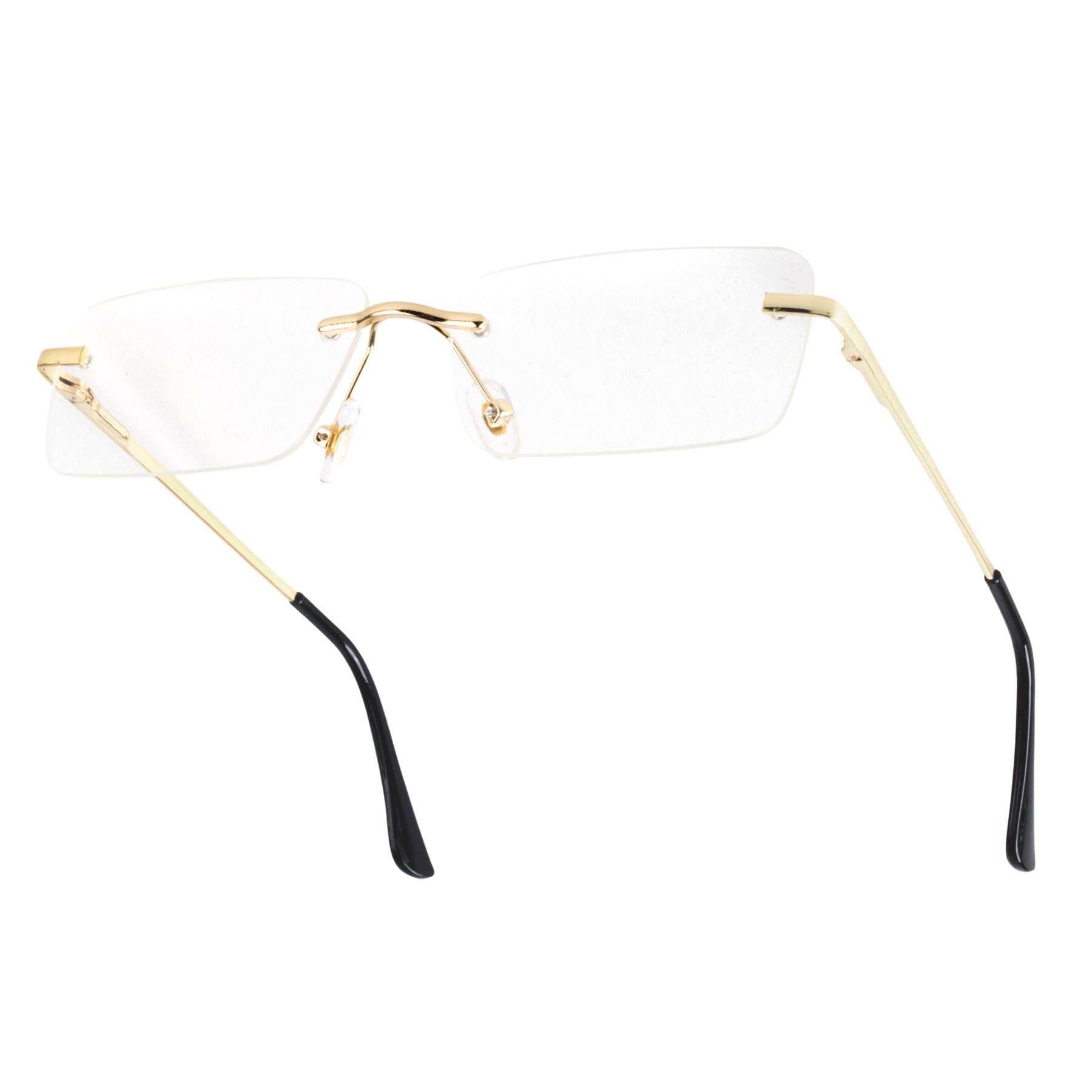 Trendy Vintage Randloze Zonnebril Met Rechthoekig Metalen Frame, Voor