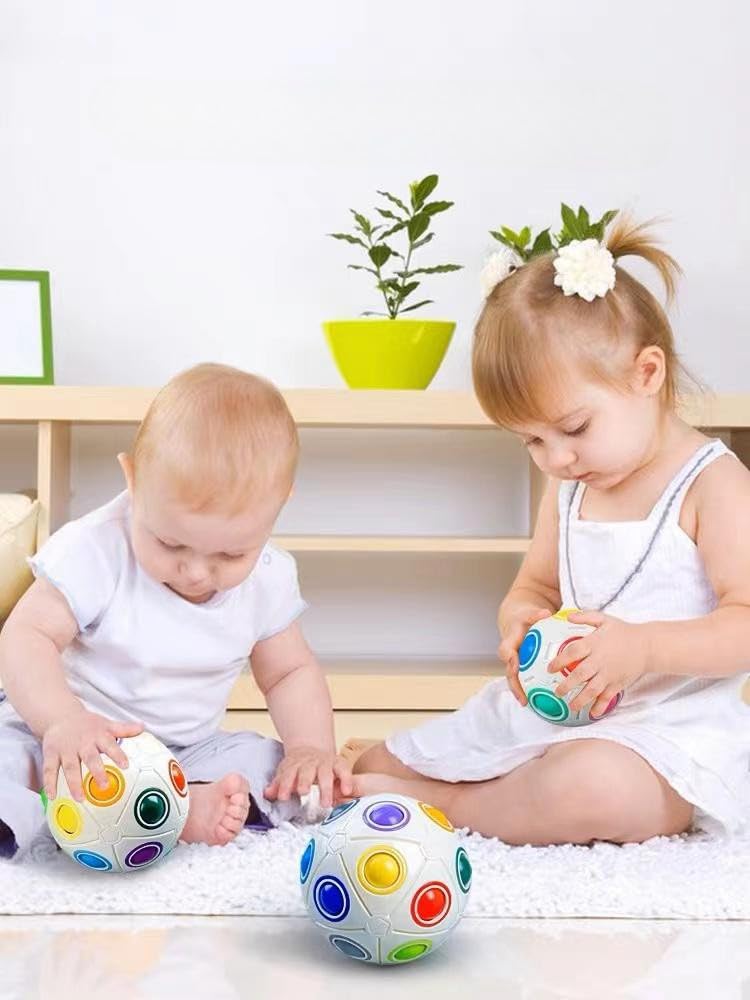 Grande Boule Magique Arc-en-Ciel Avec 19 Petites Balles - Jeu D'Adresse Et Casse-Tête Pour Enfants Et Adultes Dès 6 Ans