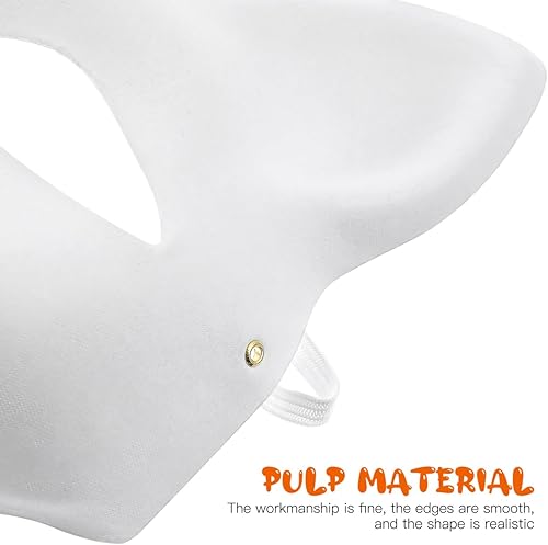 Miniatura 6 de 3 máscaras de gato de zorro de papel de animal blanco medias máscaras faciales para pintar máscaras, accesorios de cosplay, recuerdos de fiesta de