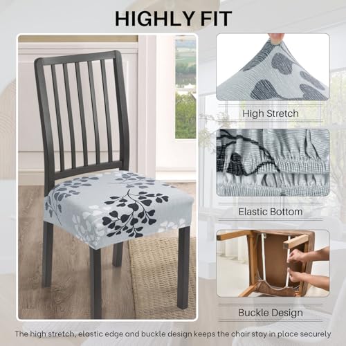 Image of SearchI Dining Chair Seat Covers Set of 4, Rear Covered, Leaf Pattern