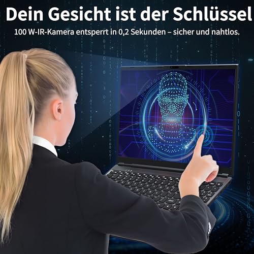 Amita 16 Touchscreen Laptop | i3-8109U(up to 3.6GHz), 16GB RAM, 512GB SSD, RGB Hintergrundbeleuchtete Tastatur, Gesicht- & Fingerabdruck-Login, 180° Scharnier, Win 11 Pro & Office (512GB SSD)