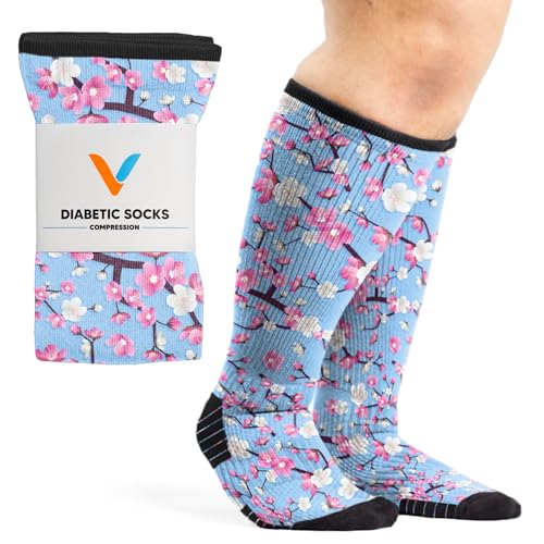 Image of Viasox Compression Socks for Women and Men, Knee High Socks 12-15 mmhg Circulation Support for Flight, Travel, Daily
