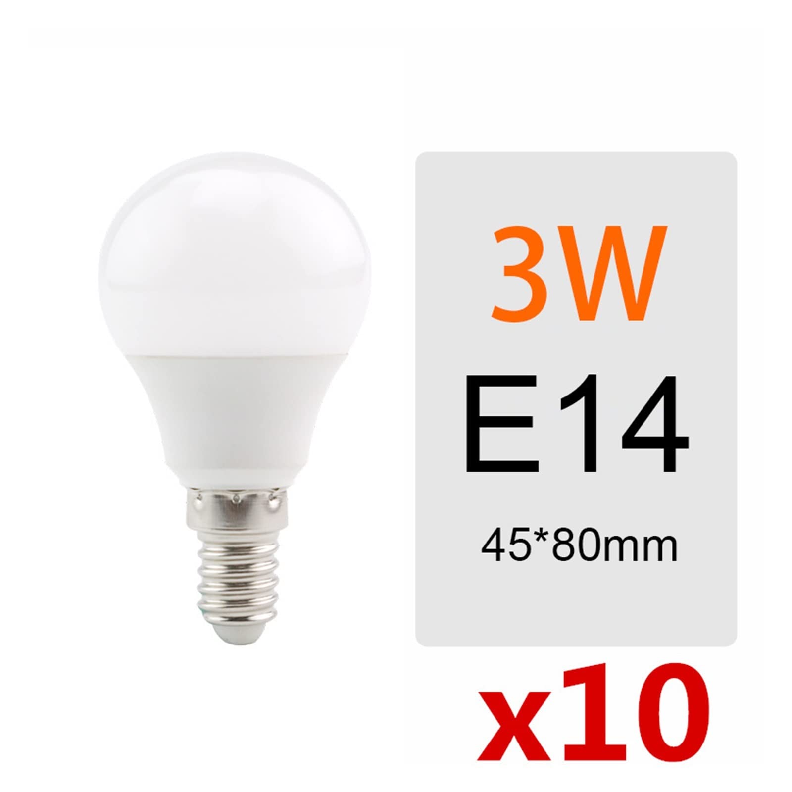 10 sztuk/partia E27 żarówki LED lampa E14 220V żarówka 3W 6W 9W 12W 15W 18W 20W 24W Lampada salon Bombilla żarówka Led światło dzienne Lucky (Color : Cold White, Size : 220v-E14-3W)