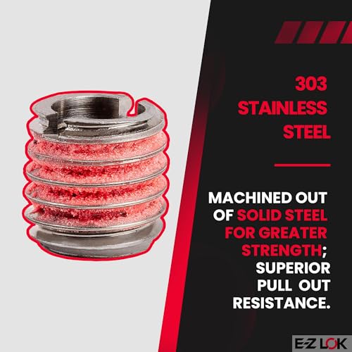 e-z lok - 453-8 e-z lok externally threaded insert 303 stainless steel m8-125 internal threads m12x175 external threads 1250mm length made in us pack of 5